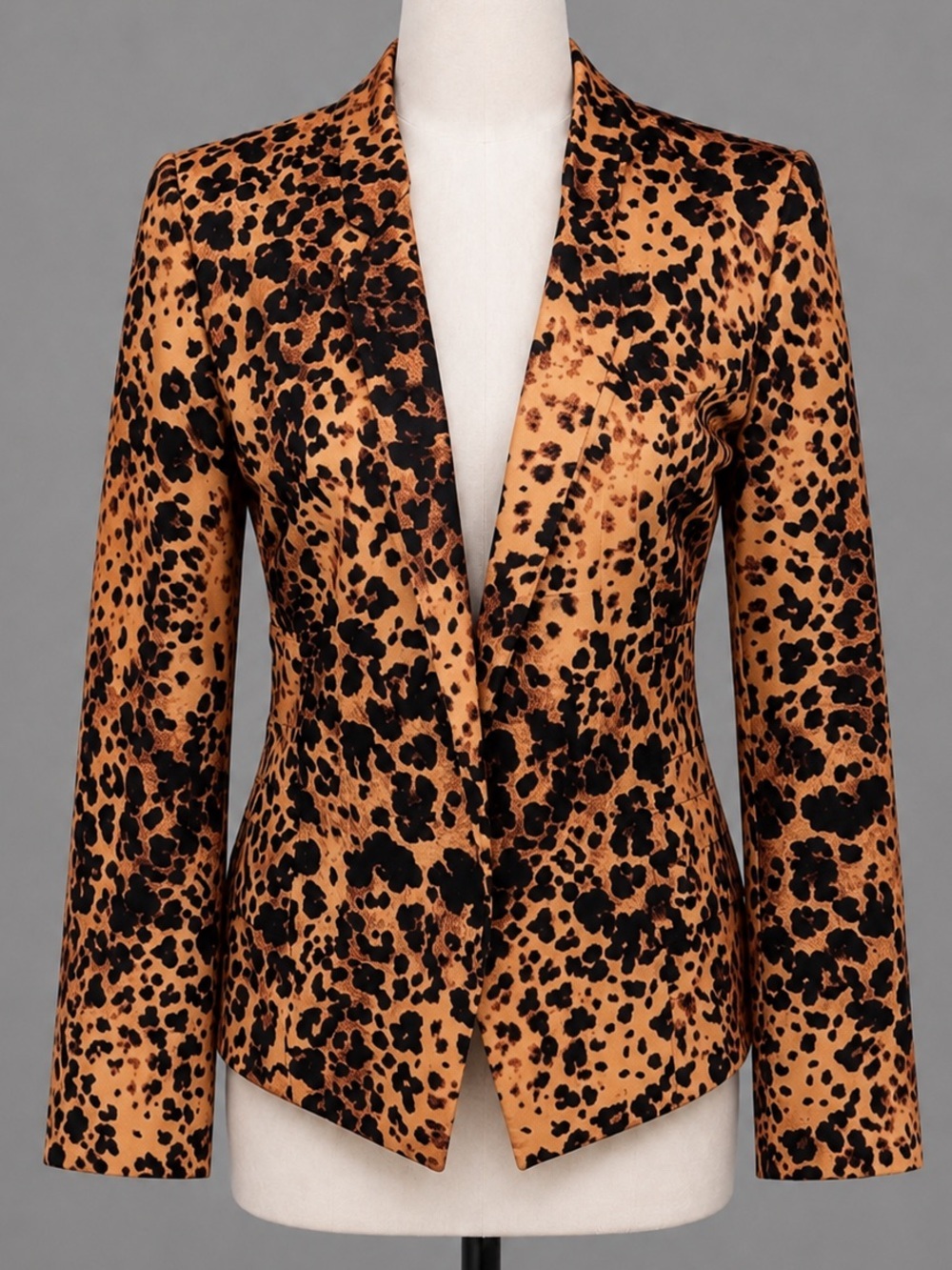 Mod Chic BLVD sz L Tailored Fit Lepard Animal Print Blazer Jacket